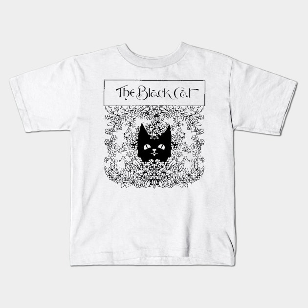 Vintage Black Cat Kids T-Shirt by Mollie